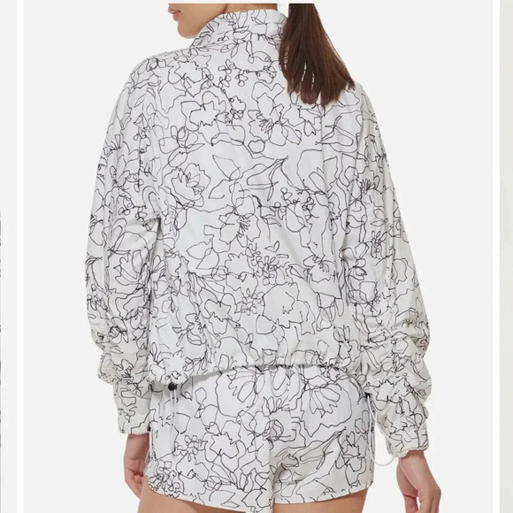 Dkny Sport Women's Ruched Windbreaker - White Sketch XL Size NWT - Picture 9 of 9
